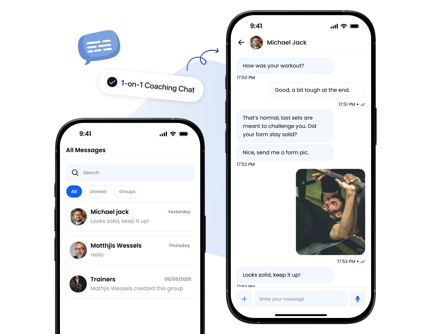 Illustratie bij 1-op-1 chat tussen coach en klant