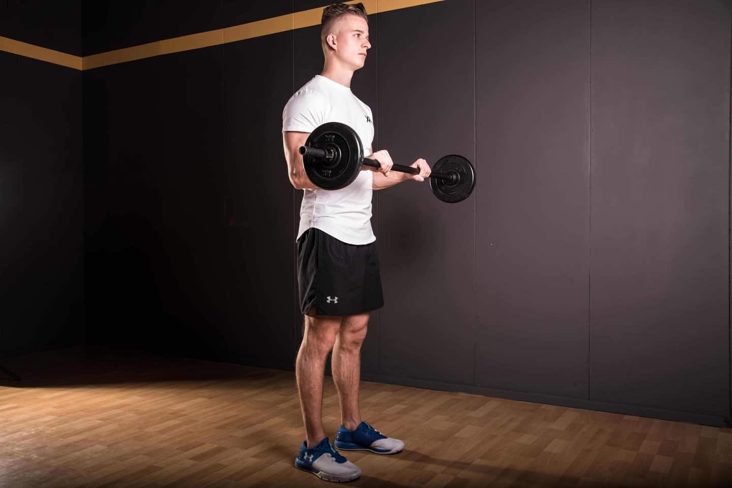 Barbell Standing Reverse Preacher Curl