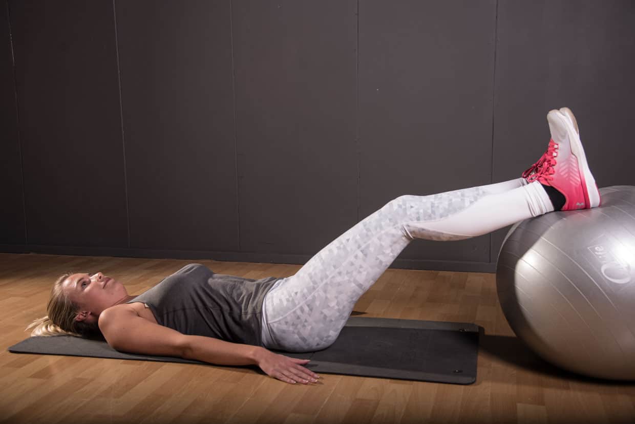 Glute bridge (on stability ball