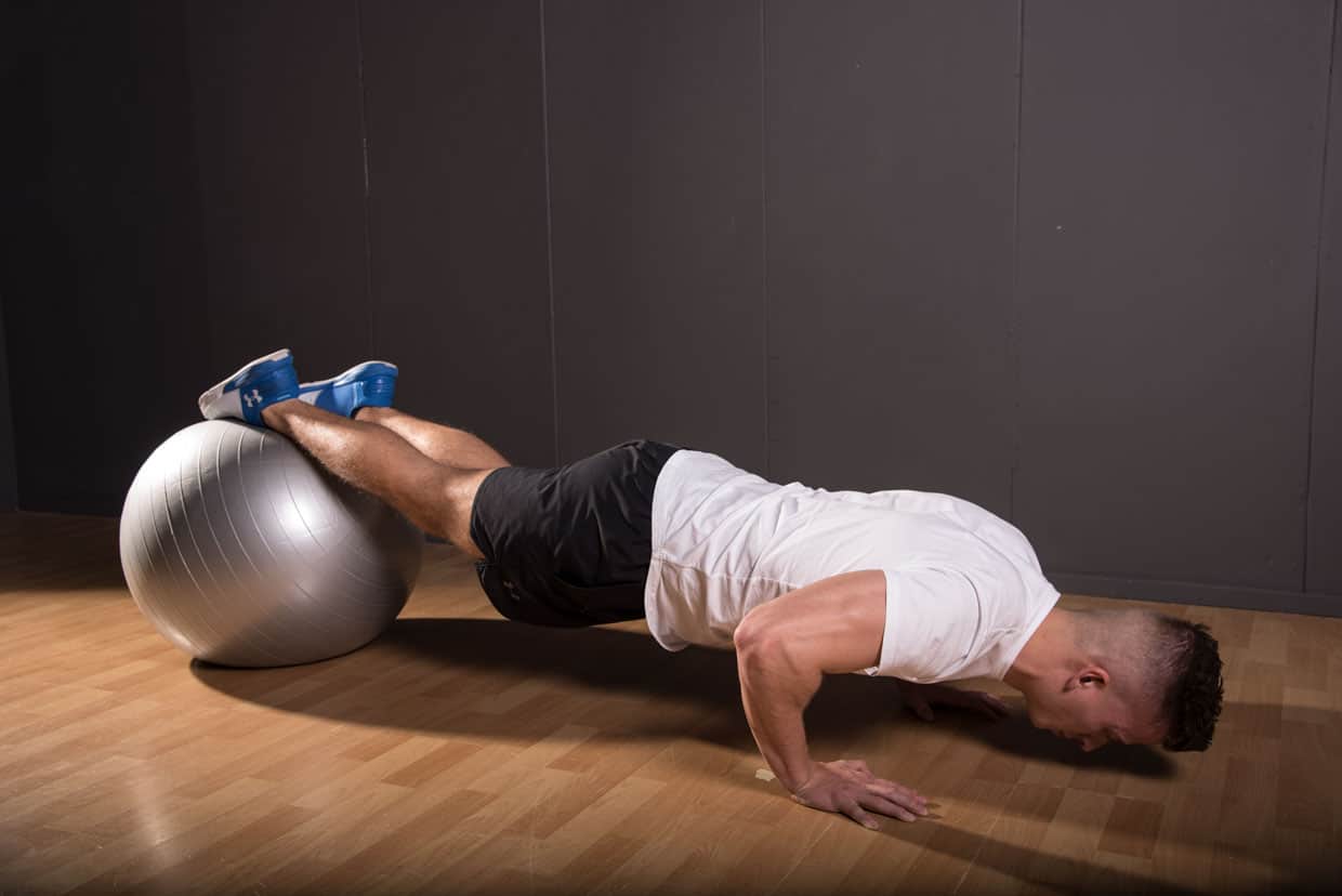 Decline Push up on stability ball