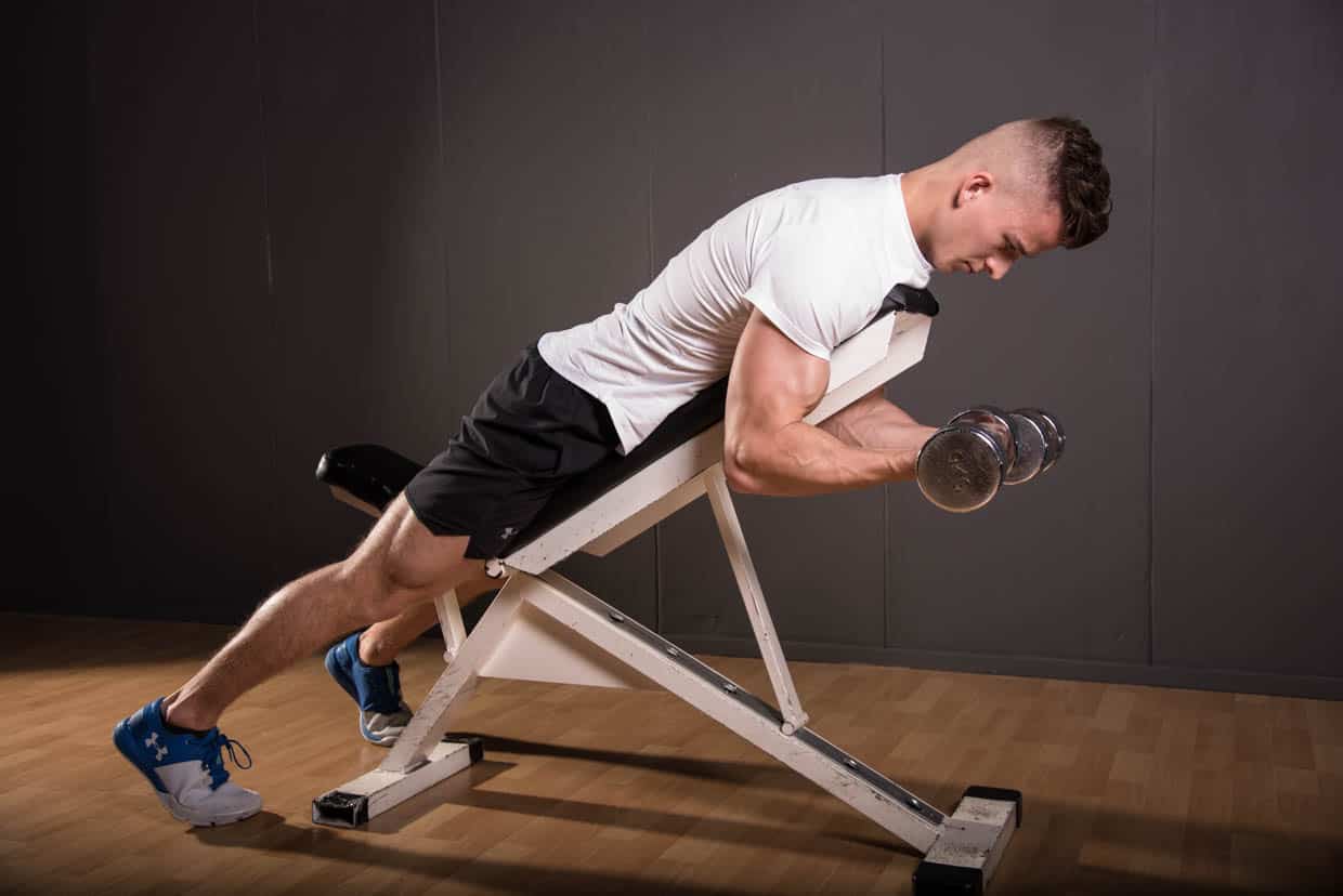 Dumbbell Prone Incline Curl