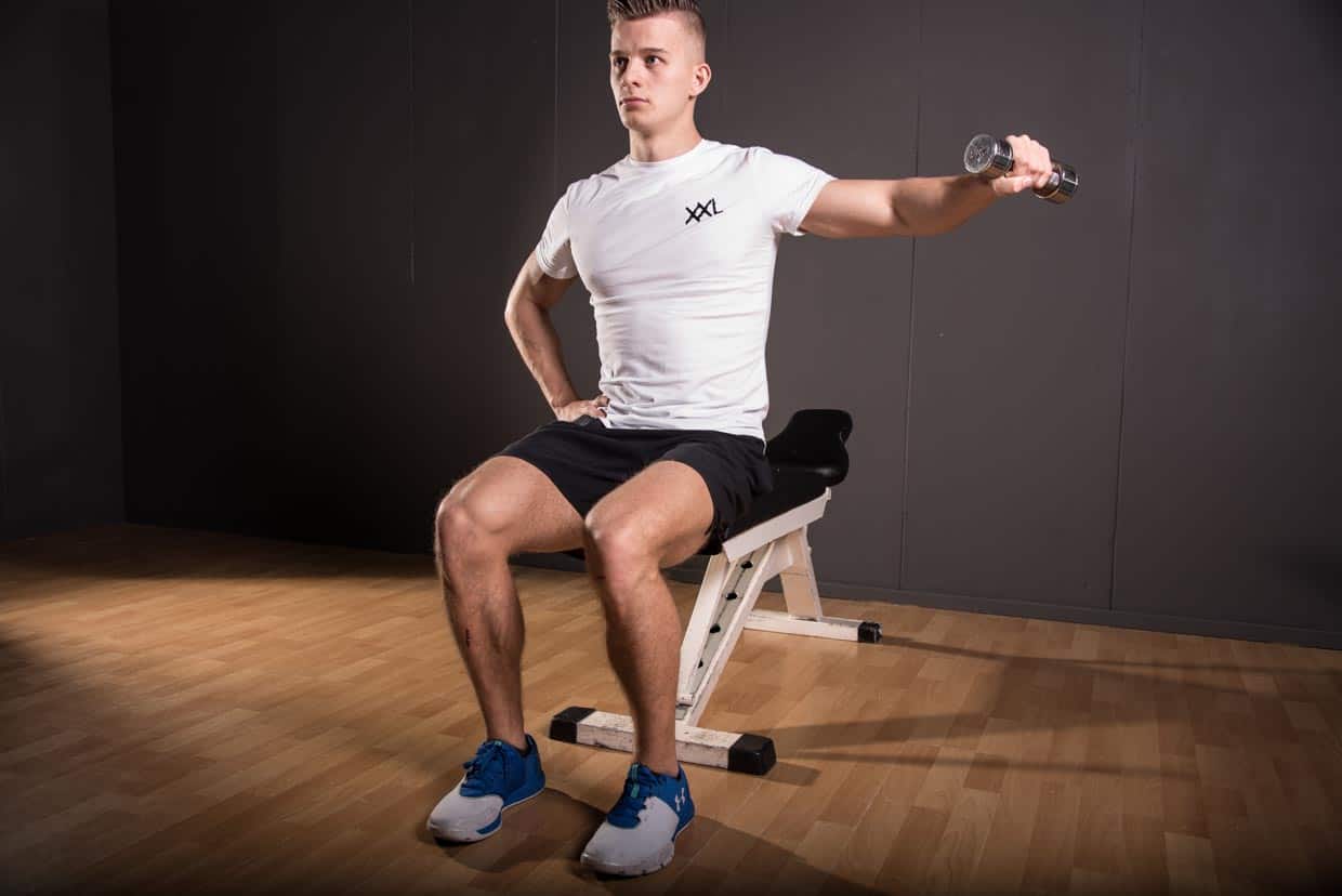 Dumbbell One Arm Seated Lateral Raise